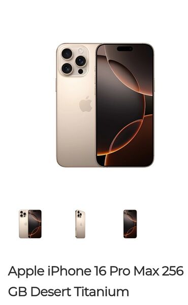 Apple iPhone: IPhone 16 Pro Max, 256 GB, Desert Titanium, Zəmanət, Kredit, Sənədlərlə