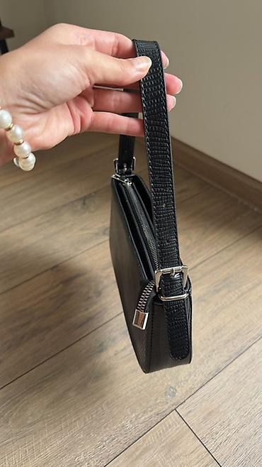 bel çantası kişi: Qara çiyin çantası – mini baguette stili — 4
