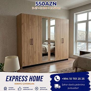 dolab skaf: Yeni, 6 qapı, Güzgülü, Açılan, Düz dolab — 1