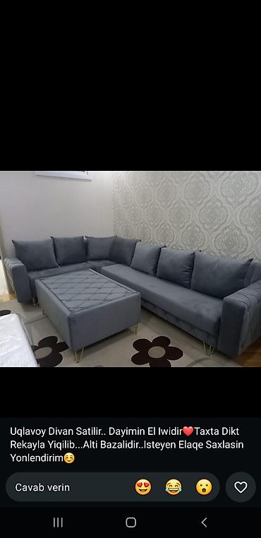 kamp evi: Uqlavoy divan və pufik dəsti - Forması: L‑şəkilli uqlavoy divan - — 1
