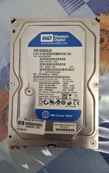 işlənmiş hard disk: Sərt disk (HDD) Western Digital (WD), < 120 GB, İşlənmiş