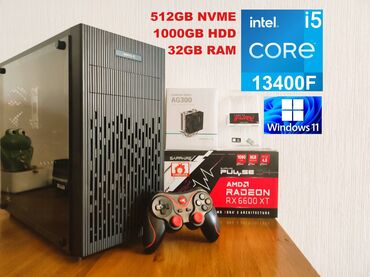 материнская плата lga 1155 ddr3: Компьютер, ядролор - 10, ОЭТ 32 ГБ, Оюндар үчүн, Колдонулган, Intel Core i5, AMD Radeon RX 6600 XT, HDD + SSD