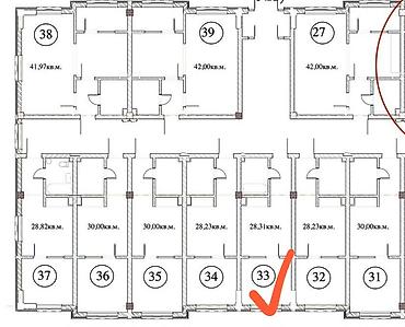 новые квартиры: 1 комната, 28 м², Элитка, 3 этаж, ПСО (под самоотделку) — 2