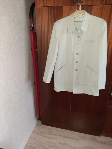 мужской льняной костюм: Костюм 4XL (EU 48), түсү - Ак