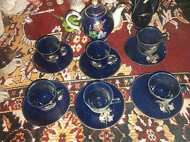 polimer gil satisi: Çay dəsti, rəng - Göy, Farfor — 3
