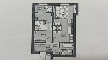 1 комната, 45 м², Асанбай мкр Элитка, 2 этаж, ПСО (под самоотделку)