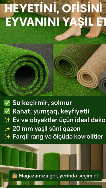 Süni güllər: Süni qazon, kovralit, dekor — Green_Layn 🌱 Süni qazon – Təbii görünüş — 10