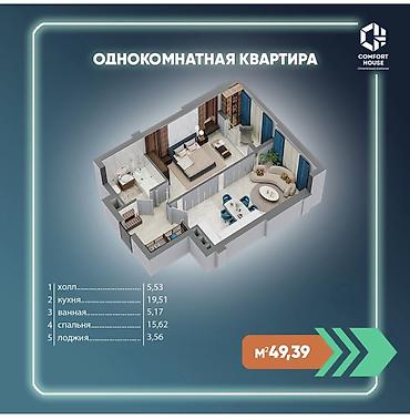 Продажа квартир: 1 комната, 49 м², Элитка, 12 этаж, Готовая ПСО (под самоотделку) — 4