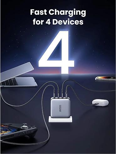 power case: UGREEN X564 100W GaN 4-Port Зарядное Устройство — Мощная Зарядная — 4