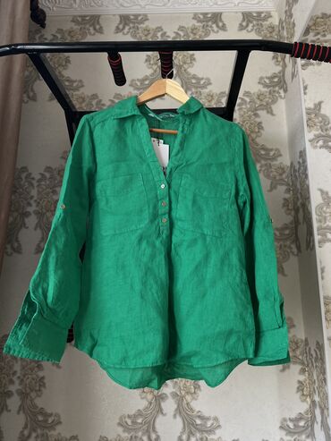 клетчатая рубашка: Детский топ, рубашка, цвет - Зеленый, Новый