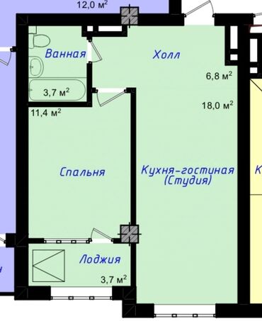 Продажа квартир: 2 комнаты, 44 м², Элитка, 9 этаж, ПСО (под самоотделку)