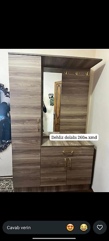divar guzguleri: Yeni, 2 qapılı, Güzgülü, Qəhvəyi, Açılan, Düz dolab — 1