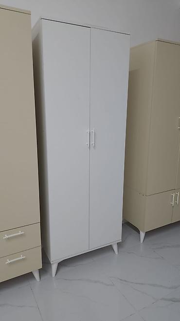İki qapılı ağ paltar dolabı - Minimalist dizayn, ağ rəng - İki qapı