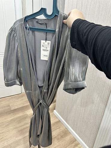 uzun paltolar: Plaş, Zara, XL, rəng - Boz — 3