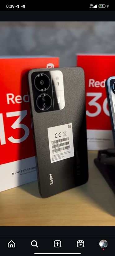 телефоны xiaomi redmi 9с: Redmi, Redmi 13C, Колдонулган, 256 ГБ, түсү - Кара, 2 SIM