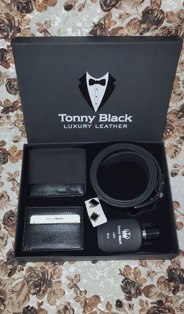 oglan ucun hediyye: Tonny black hədiyyəlik 5-li dəst🛍️ daxildi: kəmər, kaşelok, kart qabı