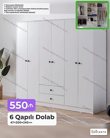 Мебель: 6 qapılı paltar dolabı – 47×200×240 sm - Material: 18 mm laminat - — 1