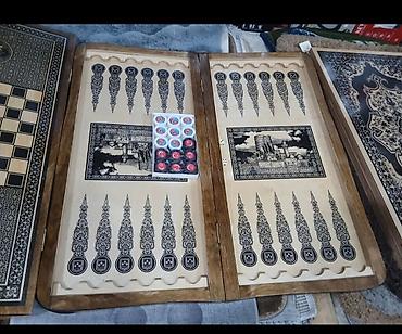 İdman və istirahət: Ağac nərd-şahmat dəsti 22₼+3₼ daş və zərləri. - Material: təbii — 3