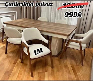 goruş ağacı: Yemək otağı üçün masa və 6 ədəd kreslo dəsti - Dəst: 1 masa + 6 — 1