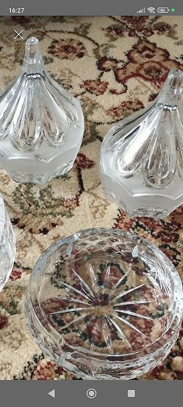 sogan: Klassik dizaynlı şüşə/kristal dəst. - 2 ədəd qapaqlı qab: sofra üçün — 1