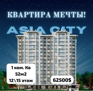 Продажа домов: 1 комната, 52 м², Элитка, 12 этаж, ПСО (под самоотделку)