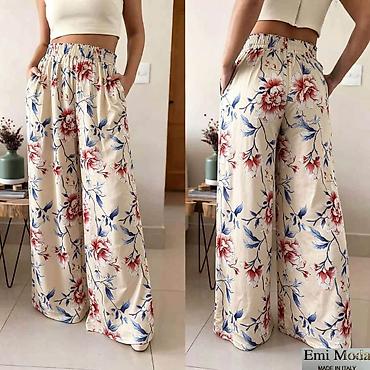 ps helanke: Ženske široke pantalone sa printom – Emi Moda, Made in Italy - Kroj — 4