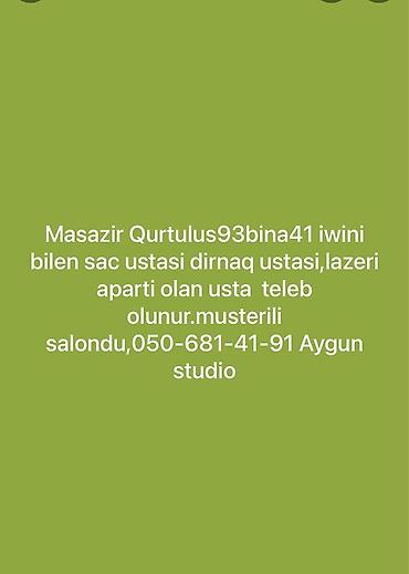 Masazır, Qurtuluş 93, bina 41 ünvanında yerləşən Aygün Studio üçün