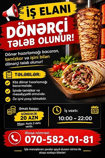 freelance is: Aşpaz tələb olunur, Dönərçi — 1