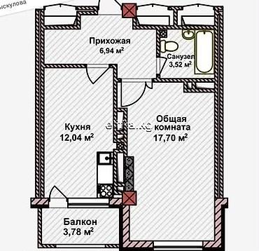 зайнабидинова ош: 1 комната, 45 м², Ошский рынок / базар Элитка, 12 этаж, ПСО (под самоотделку) — 4