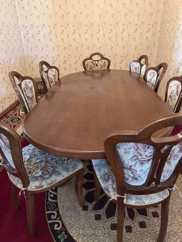 Masa və oturacaq dəstləri: Qonaq otağı üçün, Oval masa, 8 stul, Malayziya
