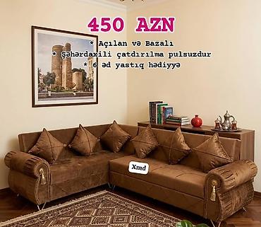 Divanlar: Künc divan – 450 AZN - Açılan və bazalı model: rahat yatacaq — 1