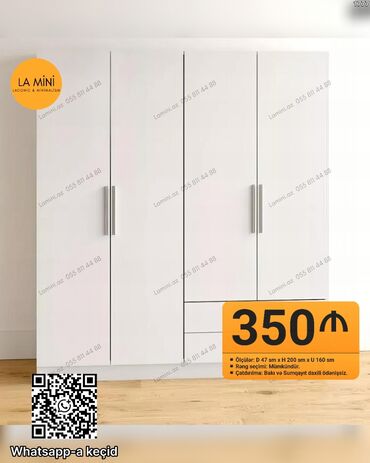 Dolablar: Açılan, 4 qapılı Düz dolab, Qarderob, paltar dolabı