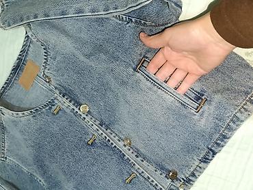 Üst geyimi: AMISU brendinin qadın üçün denim gödəkçəsi - Material: klassik mavi — 4