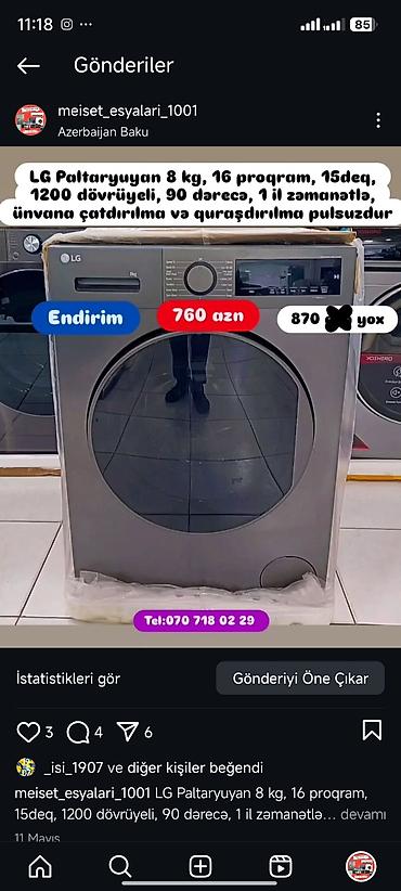 Paltaryuyan maşınlar: Paltaryuyan Anbardan satiş.Qimətlər aşagida qeyd olunub.Ünvana — 123