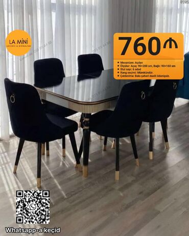 прозрачный стол: Açılan, 6 stul lalafo.az -da прозрачный стол: Açılan, 6 stul