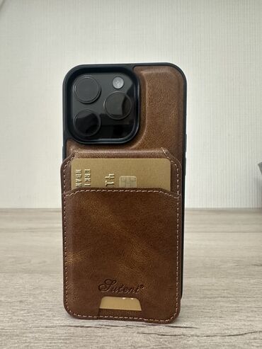 айфон 256 гб: Кожаный чехол новый для iPhone 15pro с картхолдером (MagSafe)