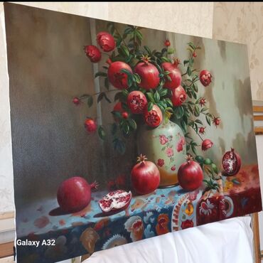 Şəkillər, tablolar: Meşə fonunda çay kənarında yerləşən kənd evinin təsvir olunduğu rəsm — 8