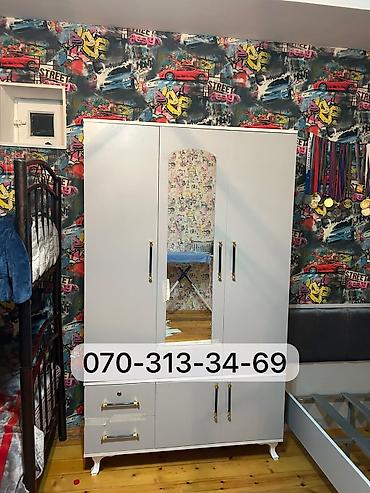 uşaq dolabi: 3 qapılı paltar dolabı - Ölçü: 120×200 sm - Model: mərkəzdə güzgülü 3 — 5