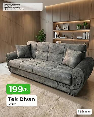 Divanlar: Tək Divan – 210 sm - Mexanizm: açılan, bazalı (yataq funksiyalı və — 1