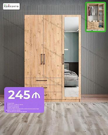 3 qapılı geyim dolabı - Ölçülər: D 47 × H 200 × E 120 sm - Rəng