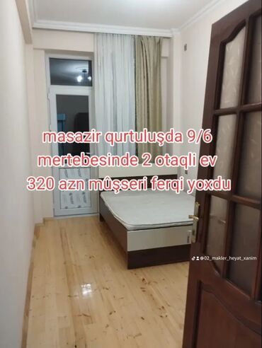 xacmaz kiraye evler 2023: Masazir qurtuluşda 9/6 mertebesinde 2 otaqli ev 320 azn mûşsdei ferqi