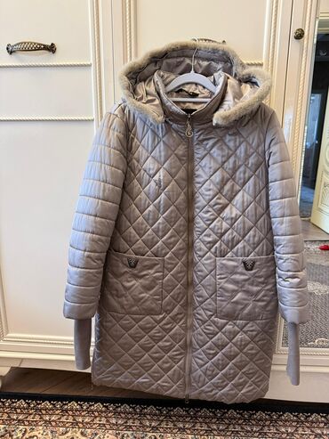 женские длинные кофты: Пальто, 4XL, цвет - Серый