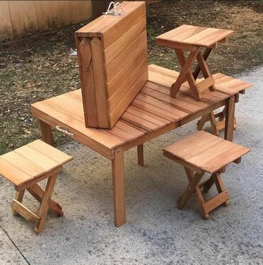bag evi elanlari: 4 lü çamadan stol stul desti