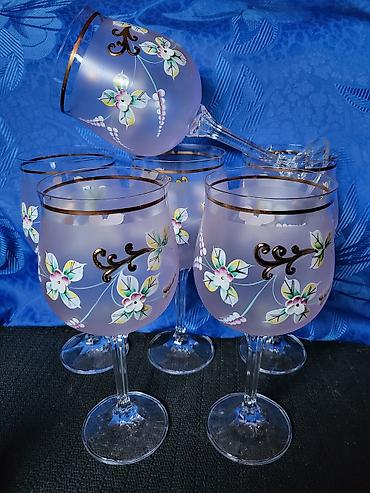 case za turski caj: Case nove bohemija kristal,rucni rad za vino iz 70ih godina.Model 2 — 7