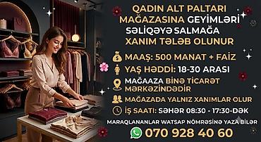 Tikiş: Qadın alt paltarı mağazasında geyimlərin səliqəyə salınması üçün xanım — 1