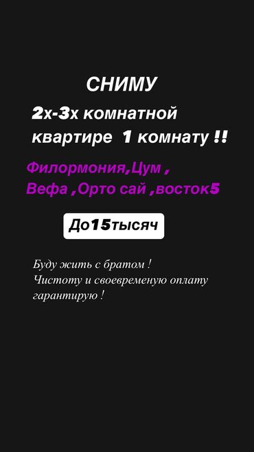 сниму квартиру долгосрочные: 1 комната, Собственник, С подселением