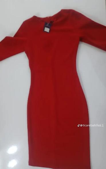 Женская одежда: Qırmızı dar kəsimli don - Rəng: parlaq qırmızı - Model: bədənə — 1