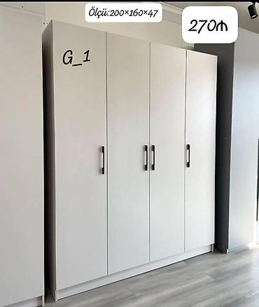 Yeni, 4 qapılı, Ağ, Açılan, Düz dolab