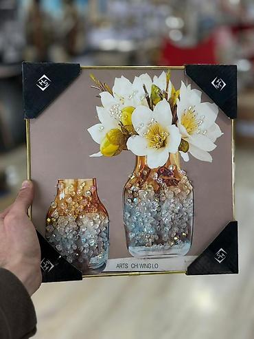 Şəkillər, tablolar: Şüşə üzərində 3D dekorlu tablo seti Divar tablosu Ölçü : 27x27 — 3