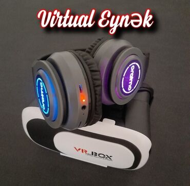 virtual: Bluetooth qulaqlıqlı VR box (dəst)✅️ ✔Virtual eynək Android telefonlar